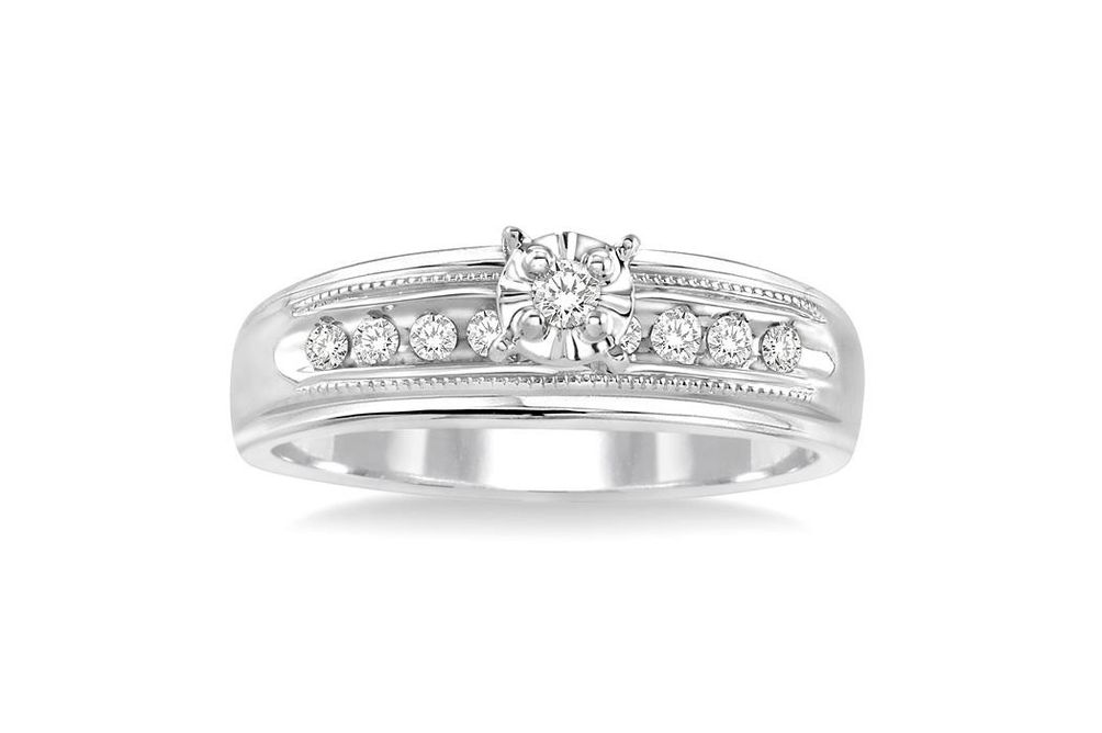 1/8 Ctw Round Cut Diamond Engagement Ring in 10K White Gold - Size 5
