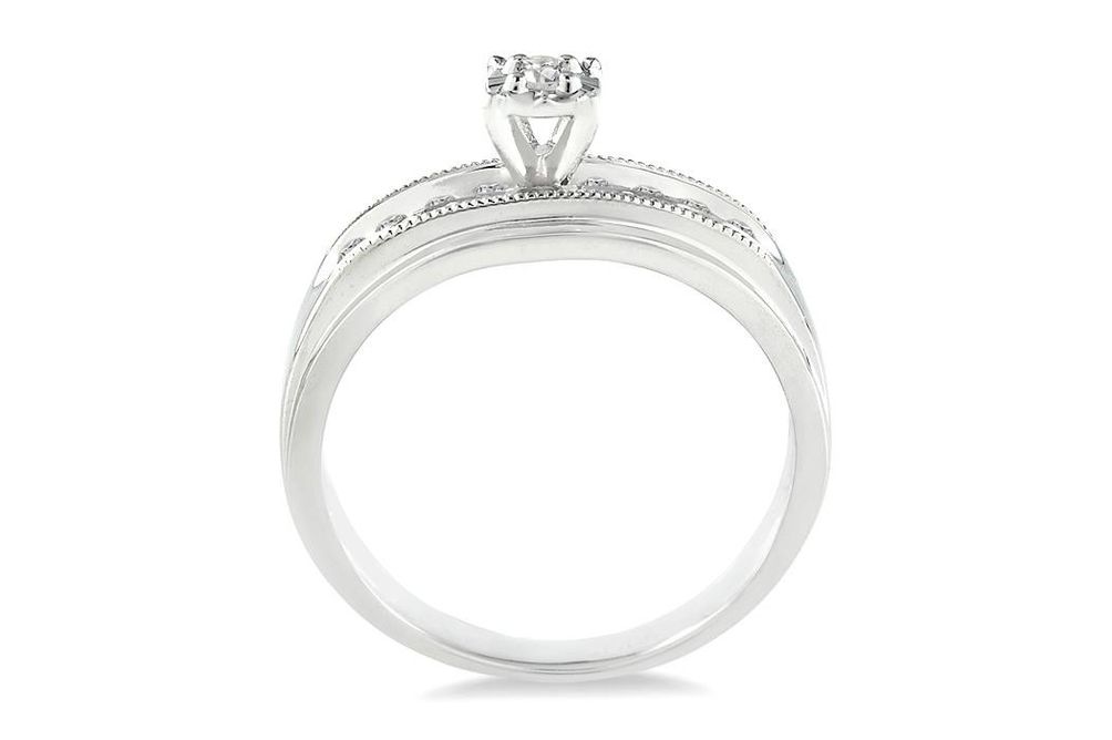 1/8 Ctw Round Cut Diamond Engagement Ring in 10K White Gold - Size 5