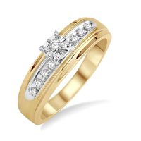 1/8 Ctw Round Cut Diamond Engagement Ring in 10K Yellow Gold - Size 5