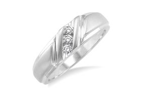 1/8 Ctw Round Cut Diamond Men's Ring in 10K White Gold - Size 9