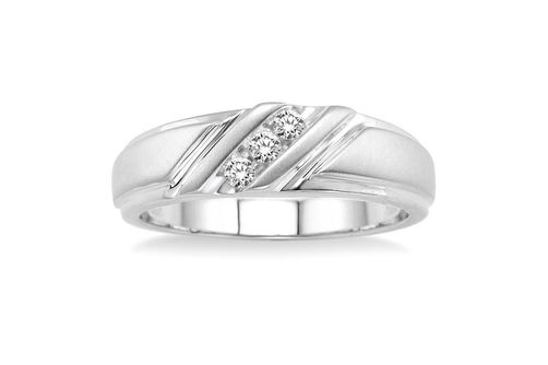 1/8 Ctw Round Cut Diamond Men's Ring in 10K White Gold - Size 9