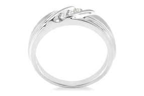 1/8 Ctw Round Cut Diamond Men's Ring in 10K White Gold - Size 9