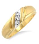 1/8 Ctw Round Cut Diamond Men's Ring in 10K Yellow Gold - Size 9