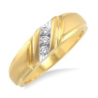 1/8 Ctw Round Cut Diamond Men's Ring in 10K Yellow Gold - Size 9