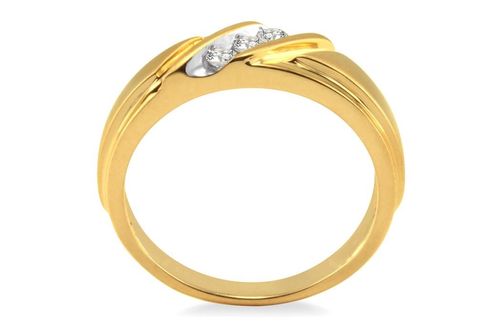 1/8 Ctw Round Cut Diamond Men's Ring in 10K Yellow Gold - Size 9