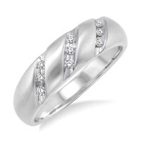 1/8 Ctw Round Cut Diamond Men's Ring in 10K White Gold - Size 9