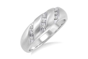 1/8 Ctw Round Cut Diamond Men's Ring in 10K White Gold - Size 9