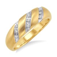 1/8 Ctw Round Cut Diamond Men's Ring in 10K Yellow Gold - Size 9