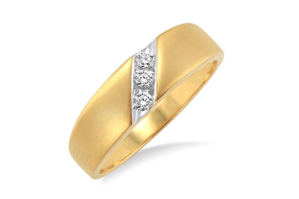 1/8 Ctw Round Cut Diamond Men's Ring in 10K Yellow Gold - Size 9