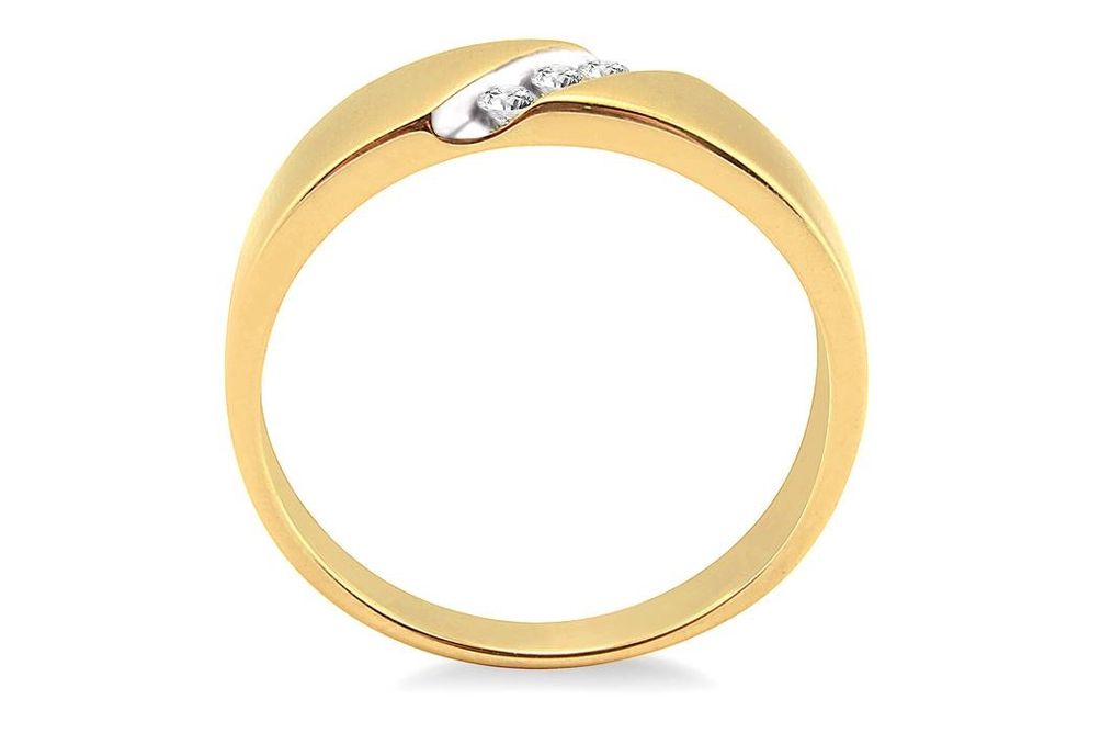 1/8 Ctw Round Cut Diamond Men's Ring in 10K Yellow Gold - Size 9