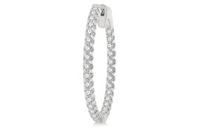 1 Ctw Round Cut Lab Grown Diamond In-Out Hoop Earring in 10K White Gold