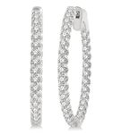 1 Ctw Round Cut Lab Grown Diamond In-Out Hoop Earring in 10K White Gold