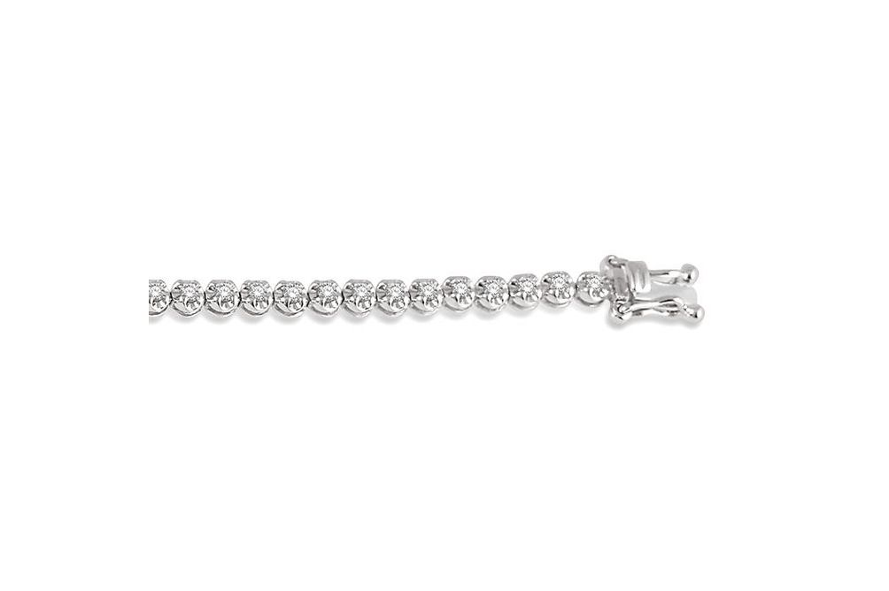 1 ctw Round Cut Lab Grown Diamond Illusion Bracelet in 10K White Gold