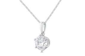 1 Ctw Round Cut Lab Grown Diamond Solitaire Pendant in 10K White Gold with Chain