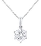 1 Ctw Round Cut Lab Grown Diamond Solitaire Pendant in 10K White Gold with Chain