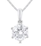 1 Ctw Round Cut Lab Grown Diamond Solitaire Pendant in 10K White Gold with Chain