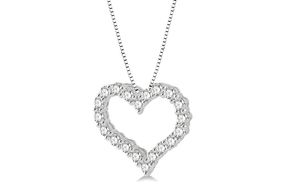 1 Ctw Round Cut Lab Grown Diamond Heart Shape Pendant with Chain in 10K White Gold