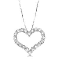 1 Ctw Round Cut Lab Grown Diamond Heart Shape Pendant with Chain in 10K White Gold