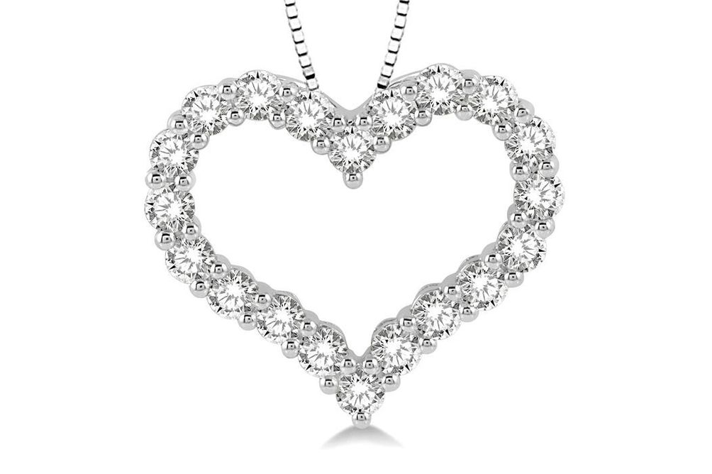 1 Ctw Round Cut Lab Grown Diamond Heart Shape Pendant with Chain in 10K White Gold