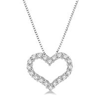 1/2 ctw Round Cut Lab Grown Diamond Heart Shape Pendant With Chain in 10K White Gold