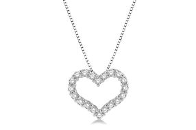 1/2 ctw Round Cut Lab Grown Diamond Heart Shape Pendant With Chain in 10K White Gold