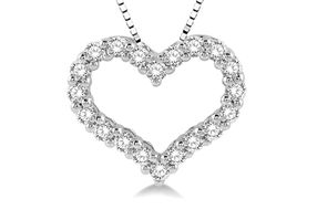 1/2 ctw Round Cut Lab Grown Diamond Heart Shape Pendant With Chain in 10K White Gold