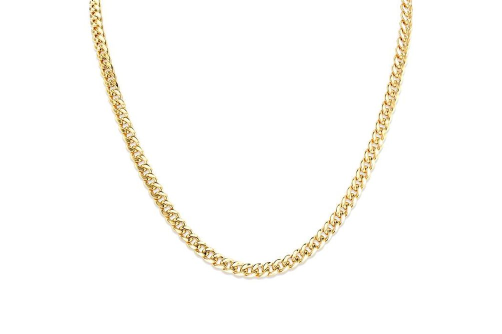 SEMI-SOLID CUBAN CHAIN 20 INCH 4.5MM with a LOBSTER LOCK in 10KT YELLOW GOLD