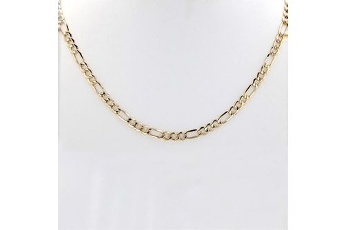 LITE FIGARO CHAIN 24 INCH 5.6MM with a LOBSTER LOCK IN 10KT YELLOW GOLD (HOLLOW)