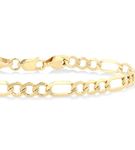 SOLID FIGARO BRACELET CHAIN 8.5 INCH WITH PEAR SHAPE LOBSTER LOCK IN 10KT YELLOW GOLD