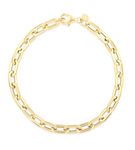 Paper Clip Hollow Bracelet Chain 7.5 Inch with Pear Shape Lobster Lock In 14kt Yellow Gold