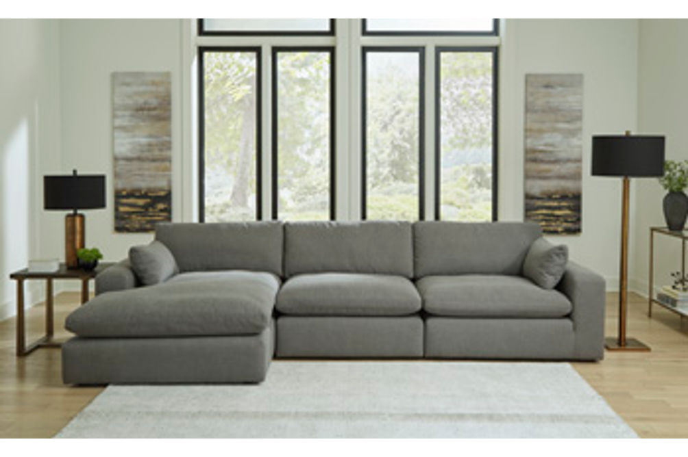 Benchcraft Elyza 3-Piece Sectional with Chaise-Smoke