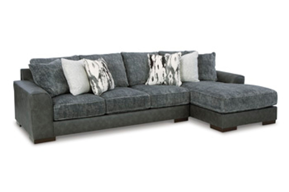 Signature Design by Ashley Larkstone 2-Piece Sectional with Chaise-Pewter