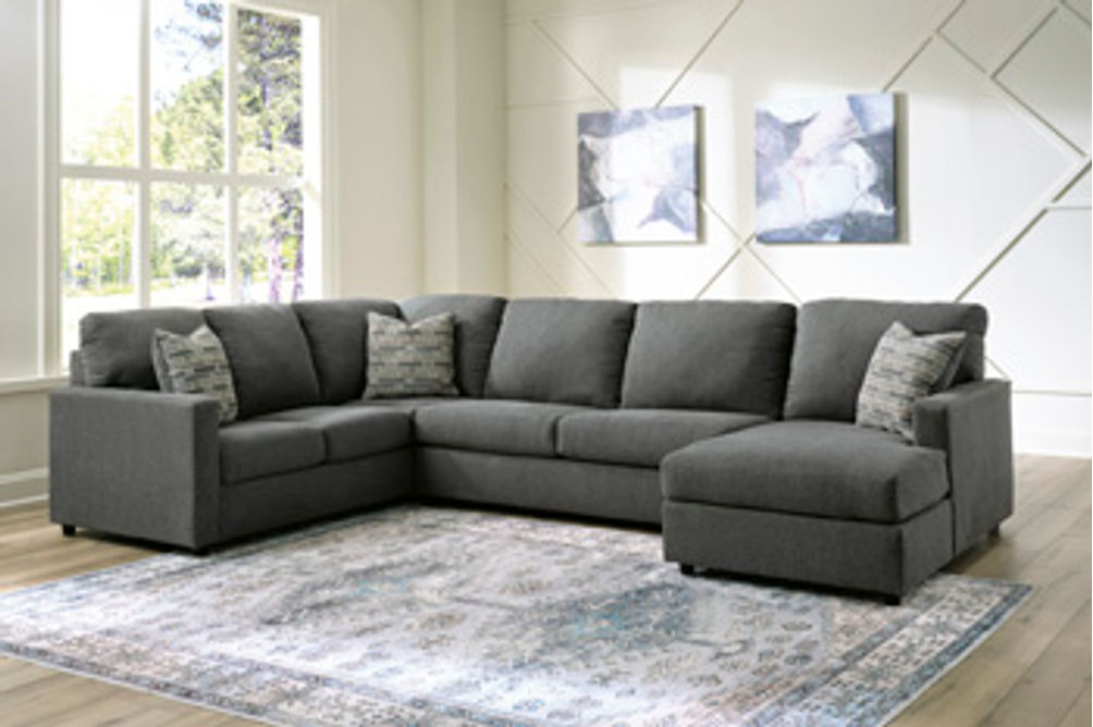 Signature Design by Ashley Edenfield 3-Piece Sectional with Chaise-Charcoal