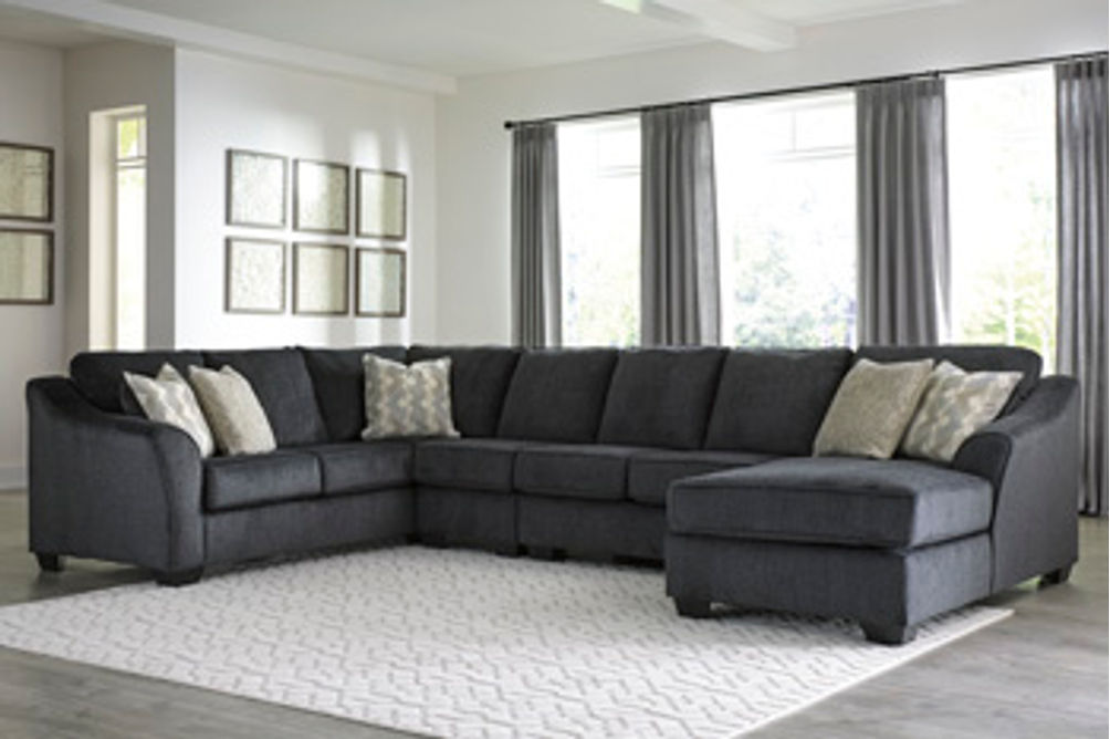 Signature Design by Ashley Eltmann 4-Piece Sectional with Chaise-Slate