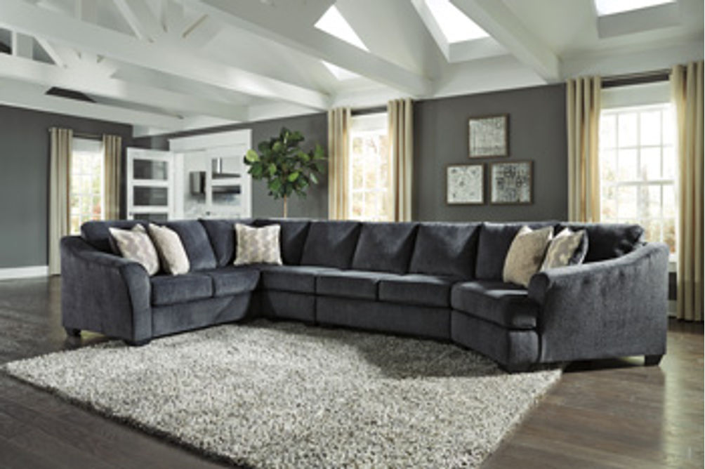 Signature Design by Ashley Eltmann 4-Piece Sectional with Cuddler-Slate