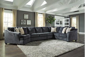 Signature Design by Ashley Eltmann 4-Piece Sectional with Cuddler-Slate