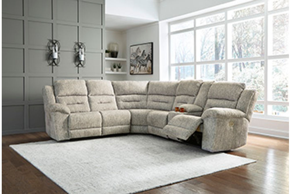 Signature Design by Ashley Family Den 3-Piece Power Reclining Sectional-Pewter