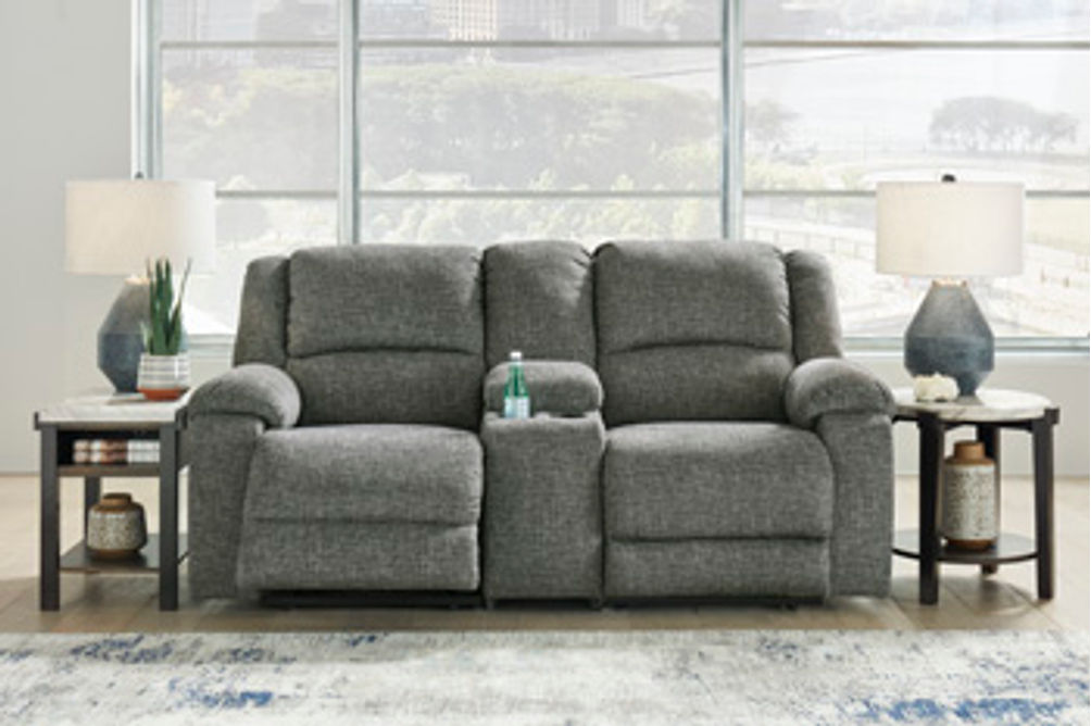 Goalie 3-Piece Reclining Sectional Loveseat with Console-Pewter