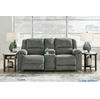 Goalie 3-Piece Reclining Sectional Loveseat with Console-Pewter