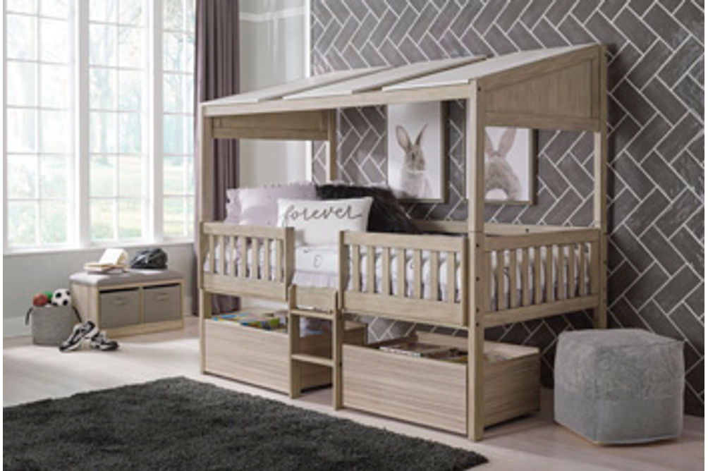 Signature Design by Ashley Wrenalyn Twin Loft Bed with Under Bed Bin Storage