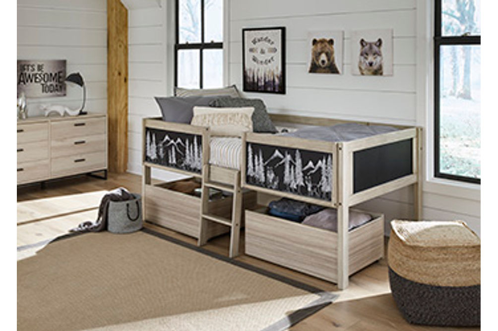 Wrenalyn Twin Loft Bed with Under Bed Bin Storage