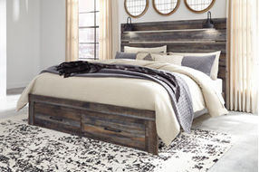 Signature Design by Ashley Drystan King Panel Bed with 2 Storage Drawers-Multi