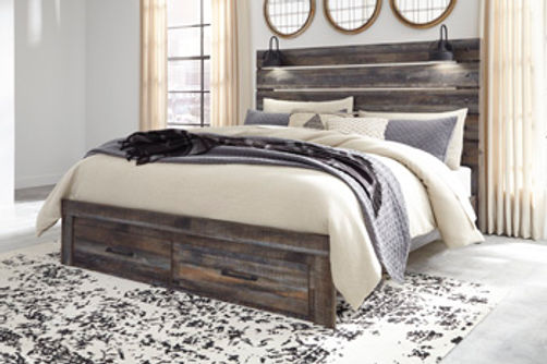 Signature Design by Ashley Drystan King Panel Bed with 2 Storage Drawers-Multi