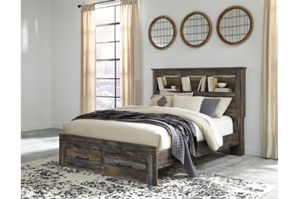 Signature Design by Ashley Drystan Queen Bookcase Bed with 2 Storage Drawers