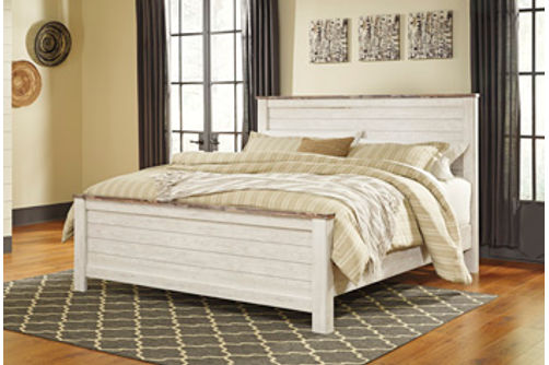 Signature Design by Ashley Willowton King Panel Bed-Whitewash