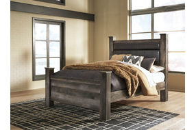 Signature Design by Ashley Wynnlow Queen Upholstered Poster Bed-Gray