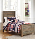 Signature Design by Ashley Trinell Twin Panel Bed with Mattress-Brown