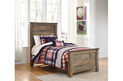 Signature Design by Ashley Trinell Twin Panel Bed with Mattress-Brown