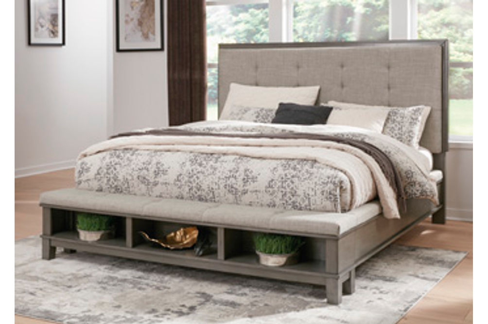 Benchcraft Hallanden King Panel Bed with Storage-Gray