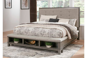 Benchcraft Hallanden California King Panel Bed with Storage-Gray